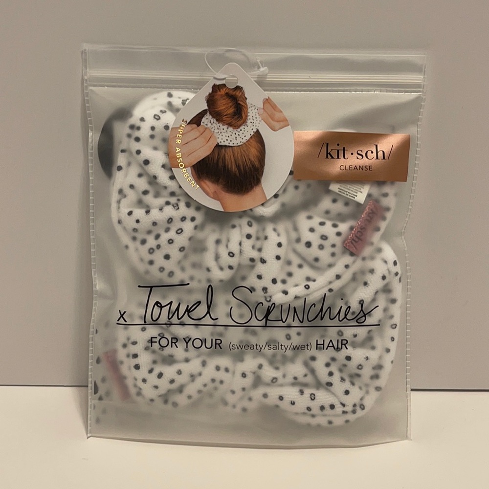 Kitsch Women’s 2 Pack Black & White Absorbent Microfiber Towel Scrunchies